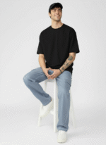 Black Oversized T-Shirt For Men – Premium Bio-Wash Cotton | Doriamart - Image 4